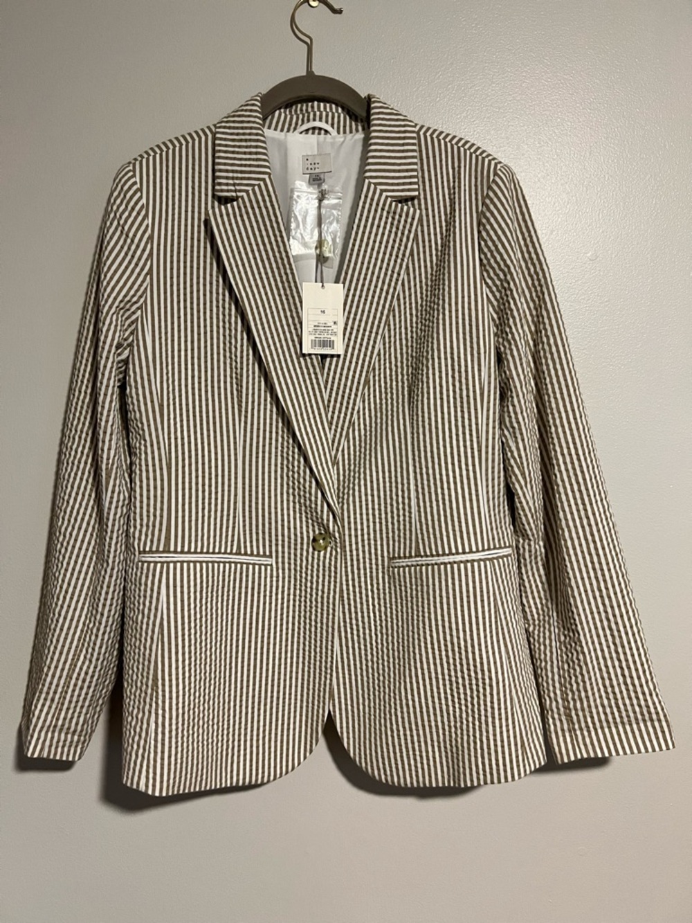 a new day Cream & Brown Striped Single-Button Blazer